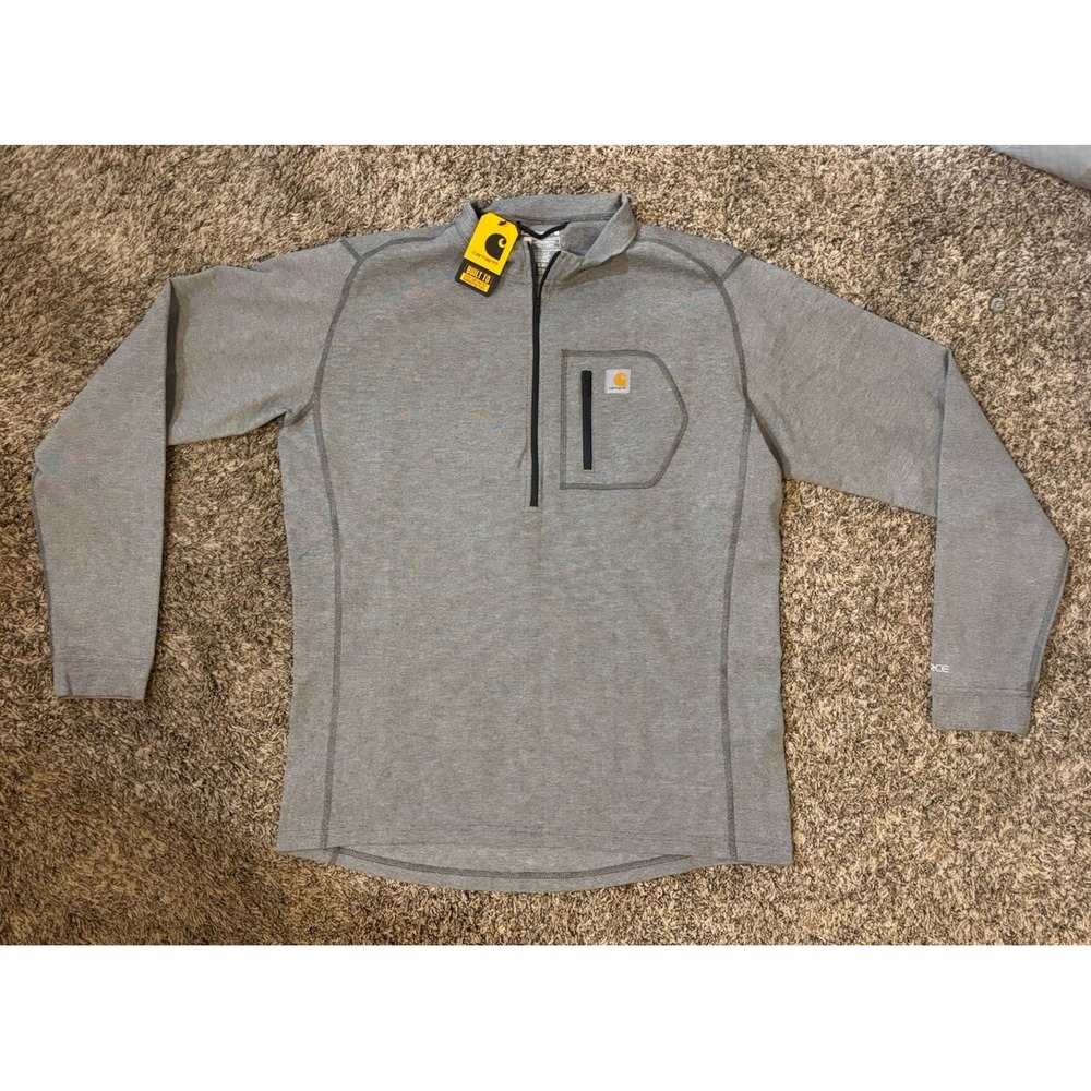 Carhartt Force Heavyweight Base Layer Quarter Zip Mens L Gray UH0111-M